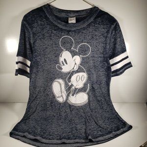 Disney Distressed Mickey Mouse Shirt Faded Black Lightweight Cotton/Poly T-shirt